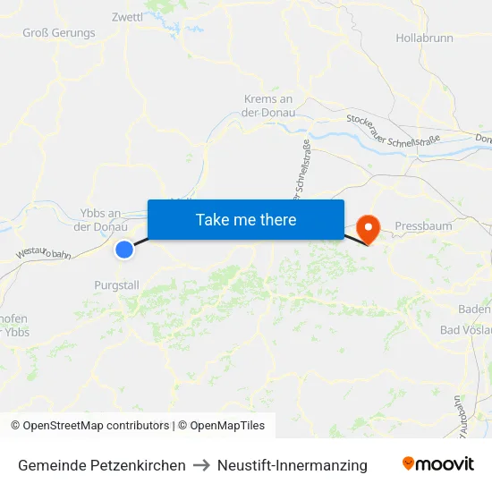 Gemeinde Petzenkirchen to Neustift-Innermanzing map