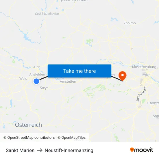 Sankt Marien to Neustift-Innermanzing map