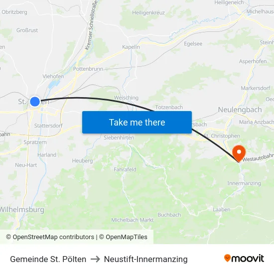 Gemeinde St. Pölten to Neustift-Innermanzing map