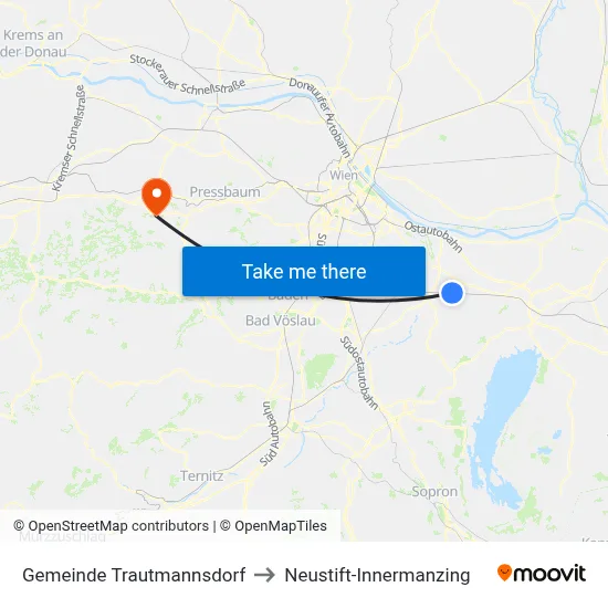 Gemeinde Trautmannsdorf to Neustift-Innermanzing map