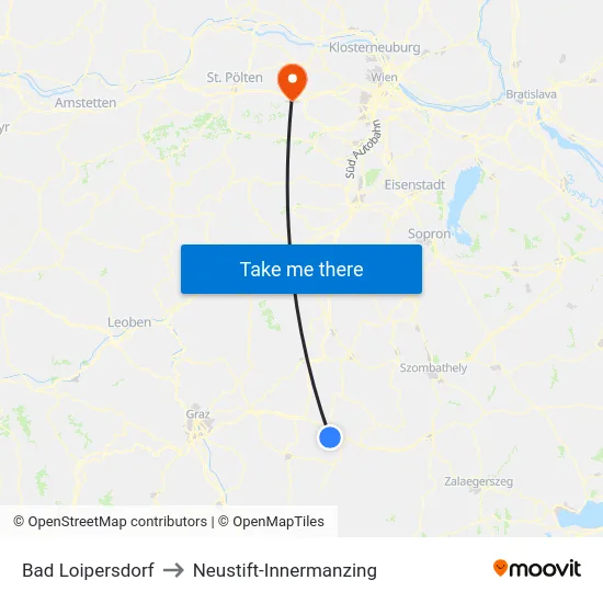 Bad Loipersdorf to Neustift-Innermanzing map