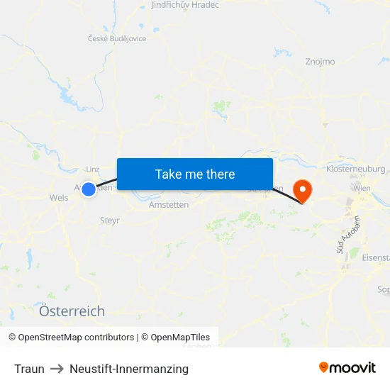 Traun to Neustift-Innermanzing map