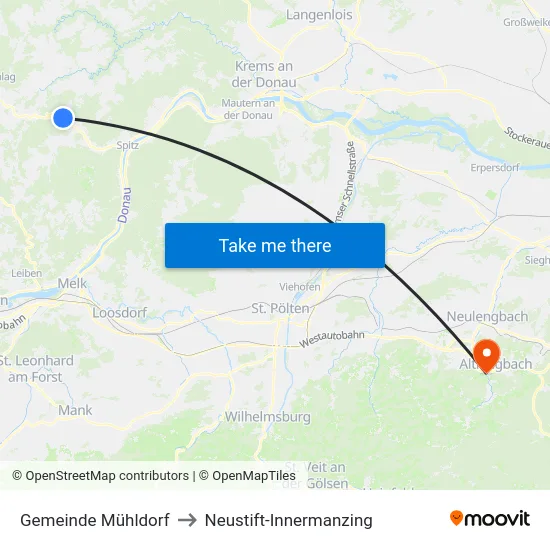 Gemeinde Mühldorf to Neustift-Innermanzing map