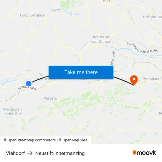 Viehdorf to Neustift-Innermanzing map