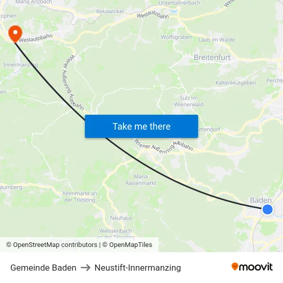 Gemeinde Baden to Neustift-Innermanzing map