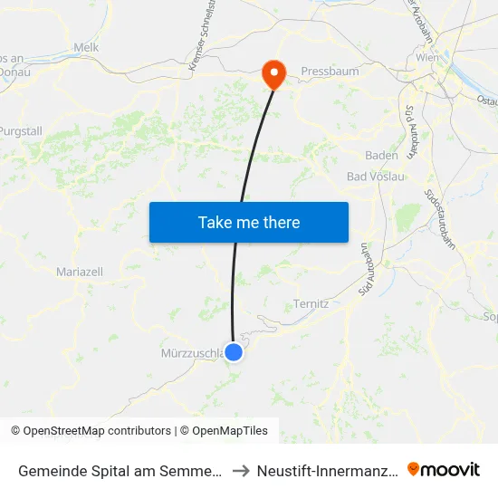 Gemeinde Spital am Semmering to Neustift-Innermanzing map