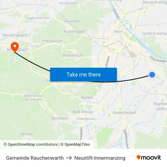 Gemeinde Rauchenwarth to Neustift-Innermanzing map