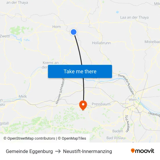 Gemeinde Eggenburg to Neustift-Innermanzing map