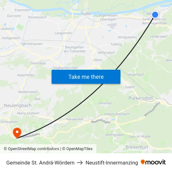 Gemeinde St. Andrä-Wördern to Neustift-Innermanzing map