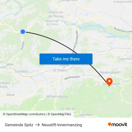Gemeinde Spitz to Neustift-Innermanzing map
