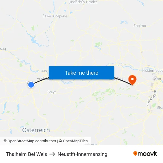 Thalheim Bei Wels to Neustift-Innermanzing map