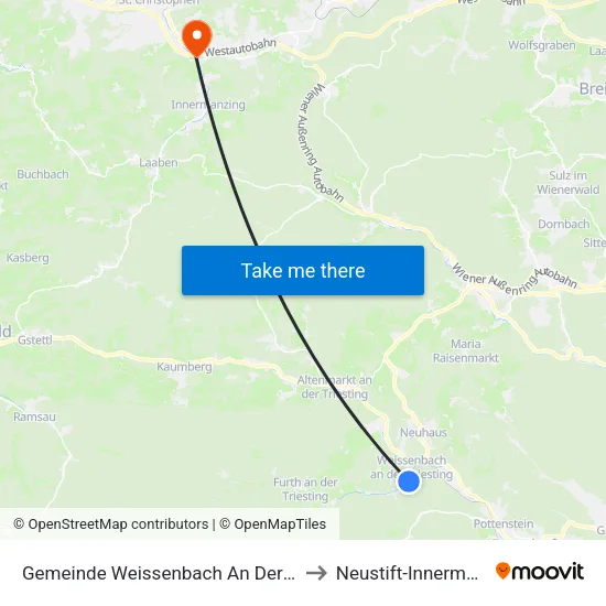 Gemeinde Weissenbach An Der Triesting to Neustift-Innermanzing map