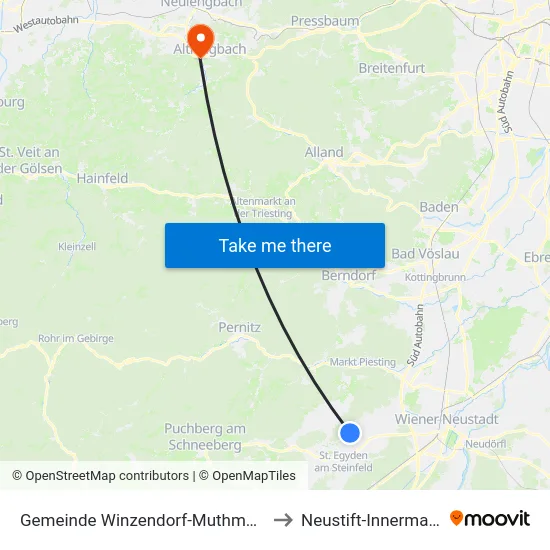 Gemeinde Winzendorf-Muthmannsdorf to Neustift-Innermanzing map