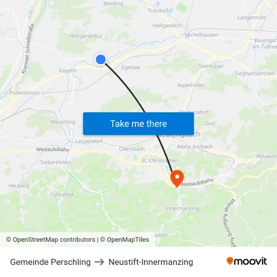 Gemeinde Perschling to Neustift-Innermanzing map