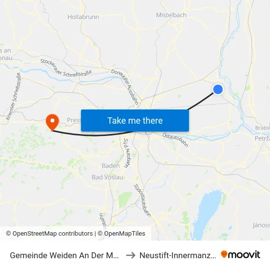Gemeinde Weiden An Der March to Neustift-Innermanzing map
