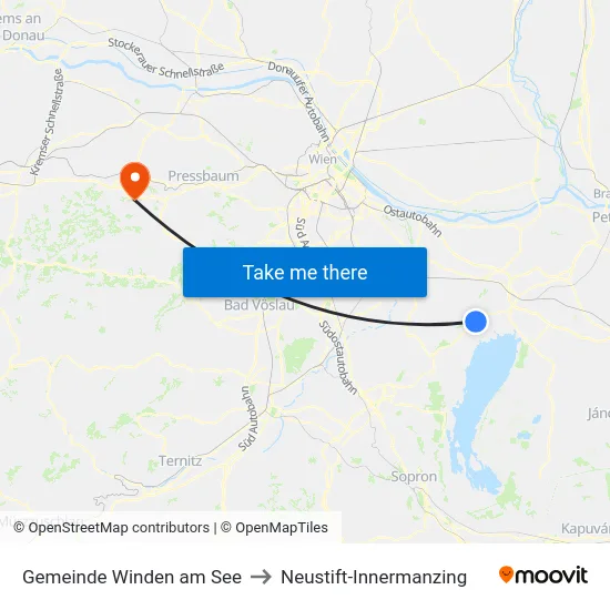 Gemeinde Winden am See to Neustift-Innermanzing map