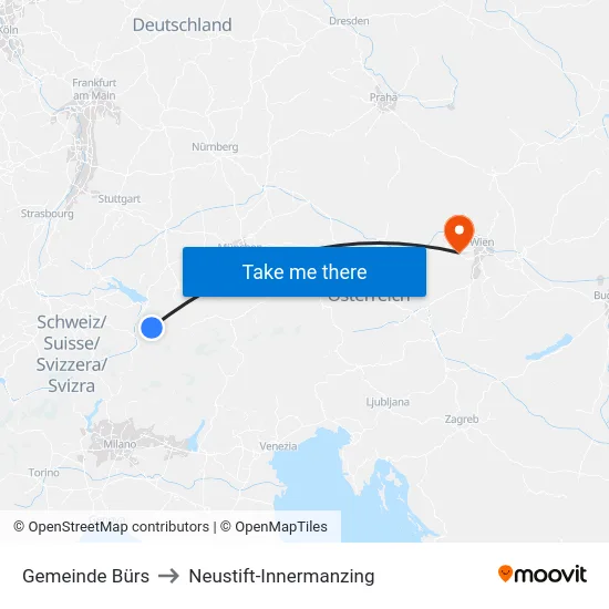 Gemeinde Bürs to Neustift-Innermanzing map