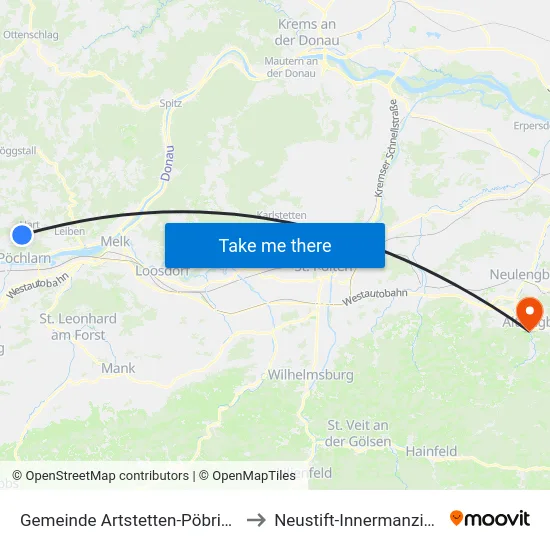 Gemeinde Artstetten-Pöbring to Neustift-Innermanzing map