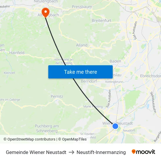 Gemeinde Wiener Neustadt to Neustift-Innermanzing map