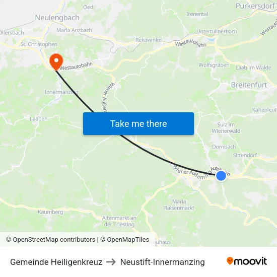 Gemeinde Heiligenkreuz to Neustift-Innermanzing map