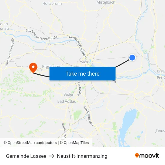 Gemeinde Lassee to Neustift-Innermanzing map