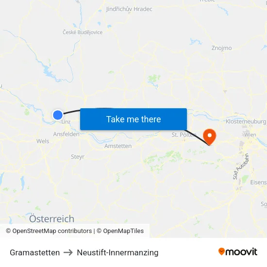 Gramastetten to Neustift-Innermanzing map