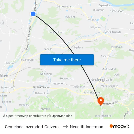 Gemeinde Inzersdorf-Getzersdorf to Neustift-Innermanzing map
