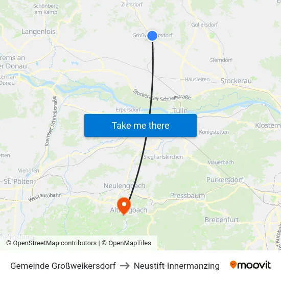 Gemeinde Großweikersdorf to Neustift-Innermanzing map