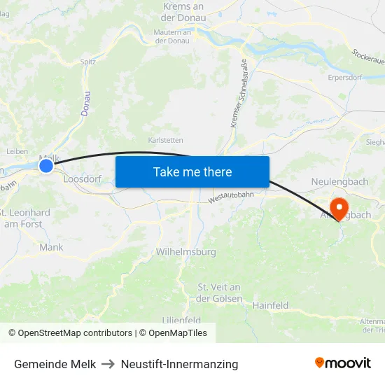 Gemeinde Melk to Neustift-Innermanzing map