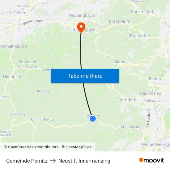 Gemeinde Pernitz to Neustift-Innermanzing map