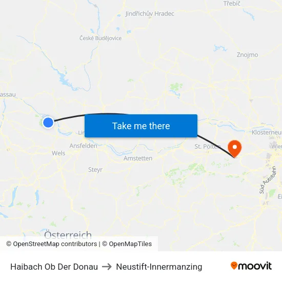 Haibach Ob Der Donau to Neustift-Innermanzing map