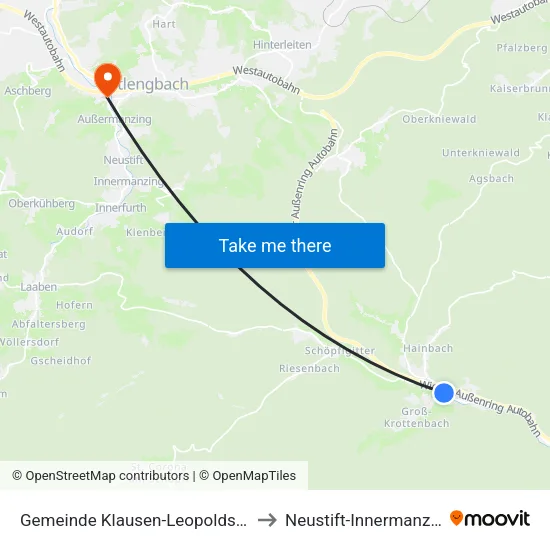 Gemeinde Klausen-Leopoldsdorf to Neustift-Innermanzing map