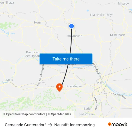 Gemeinde Guntersdorf to Neustift-Innermanzing map