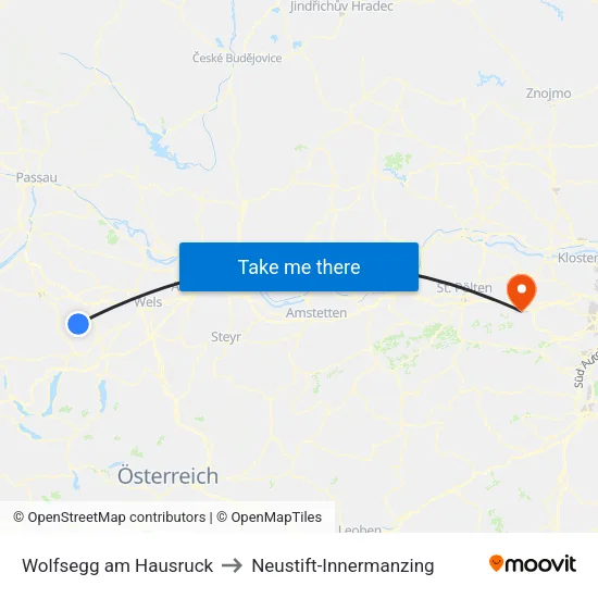 Wolfsegg am Hausruck to Neustift-Innermanzing map