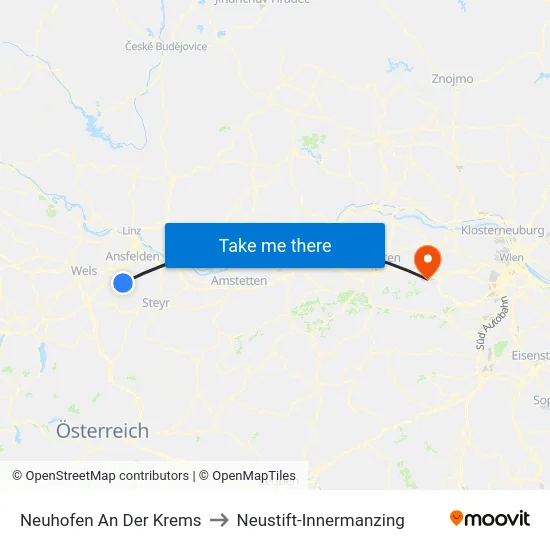 Neuhofen An Der Krems to Neustift-Innermanzing map