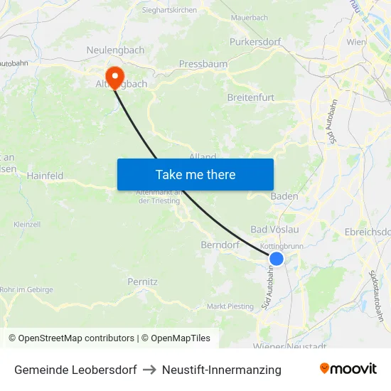 Gemeinde Leobersdorf to Neustift-Innermanzing map