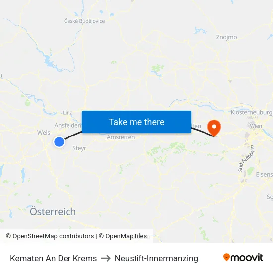 Kematen An Der Krems to Neustift-Innermanzing map