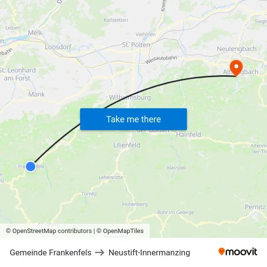 Gemeinde Frankenfels to Neustift-Innermanzing map