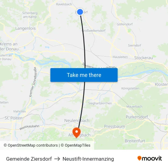 Gemeinde Ziersdorf to Neustift-Innermanzing map