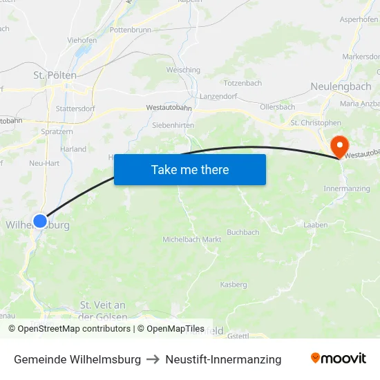 Gemeinde Wilhelmsburg to Neustift-Innermanzing map