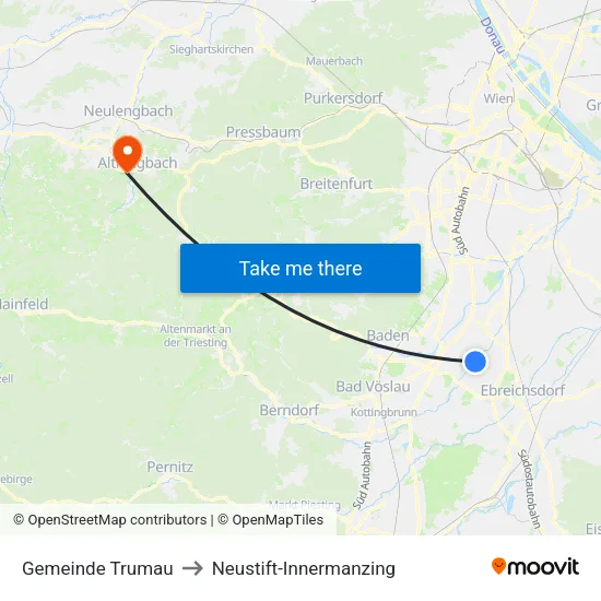Gemeinde Trumau to Neustift-Innermanzing map