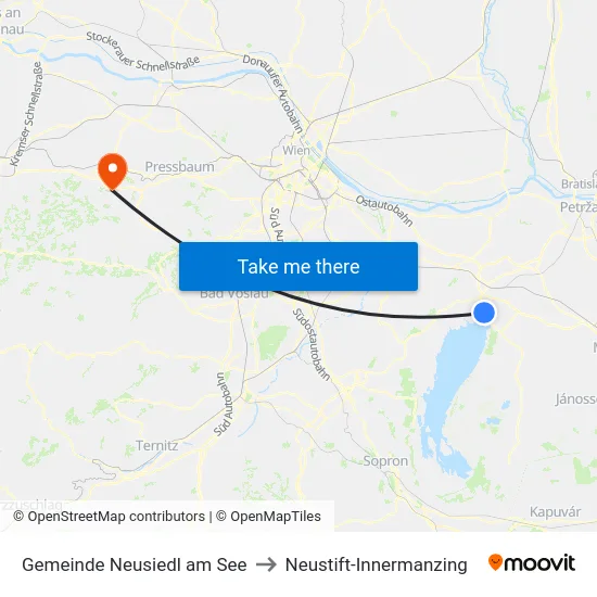 Gemeinde Neusiedl am See to Neustift-Innermanzing map