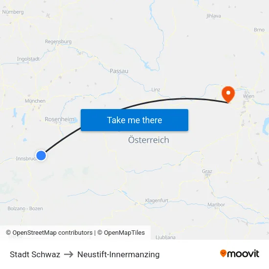 Stadt Schwaz to Neustift-Innermanzing map