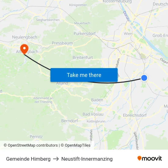 Gemeinde Himberg to Neustift-Innermanzing map