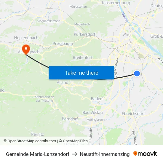 Gemeinde Maria-Lanzendorf to Neustift-Innermanzing map