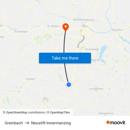 Greinbach to Neustift-Innermanzing map