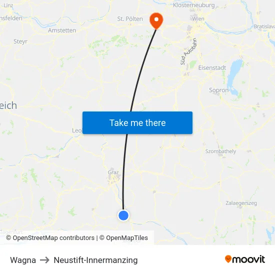 Wagna to Neustift-Innermanzing map