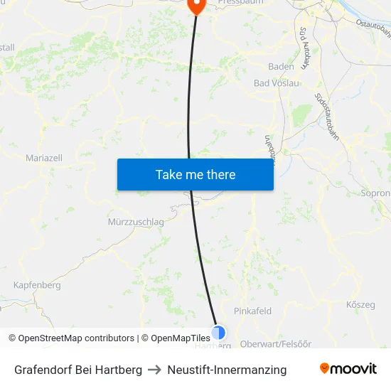 Grafendorf Bei Hartberg to Neustift-Innermanzing map