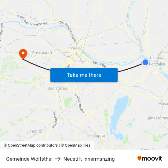 Gemeinde Wolfsthal to Neustift-Innermanzing map