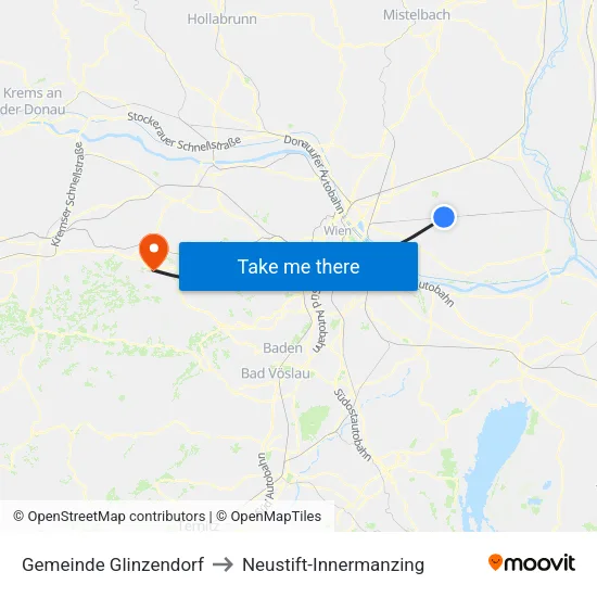 Gemeinde Glinzendorf to Neustift-Innermanzing map